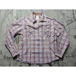Panhandle Rough Stock Long Sleeve Pearl Snap Top Women's Size Large Plaid
